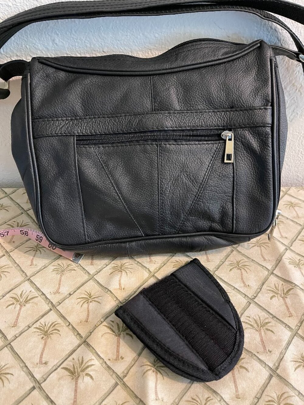 Roma Black Leather Lock Keys Concealment Purse CCW Concealed Hand Gun Crossbody